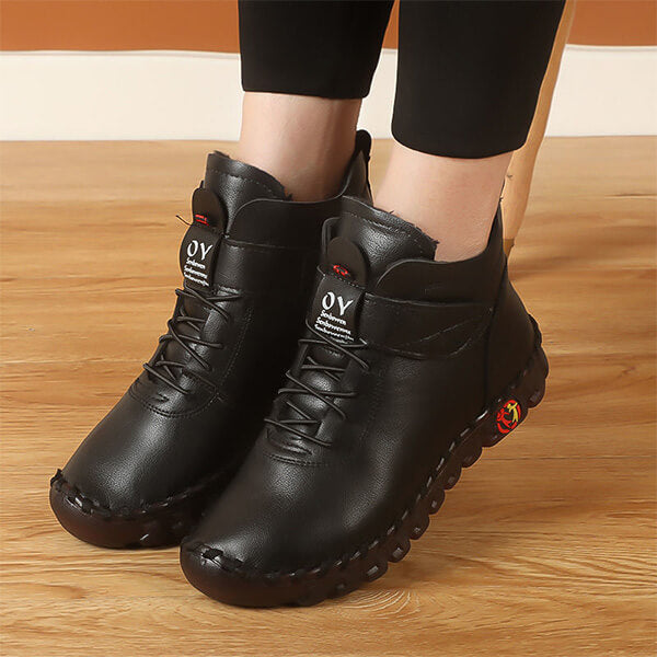Bottines Montantes à Lacets et Semelle Crantée pour Femme