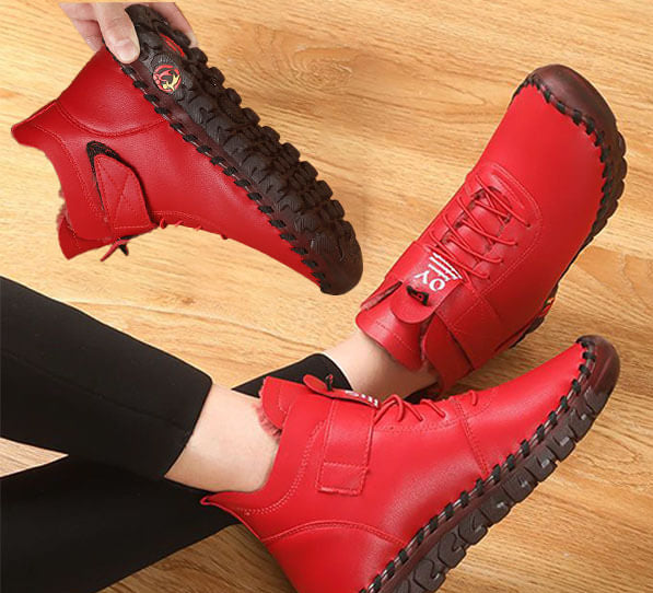 Bottines Montantes à Lacets et Semelle Crantée pour Femme