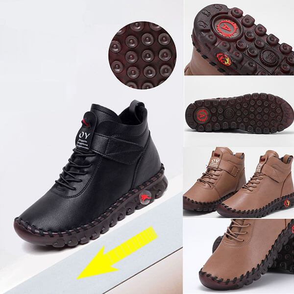 Bottines Montantes à Lacets et Semelle Crantée pour Femme