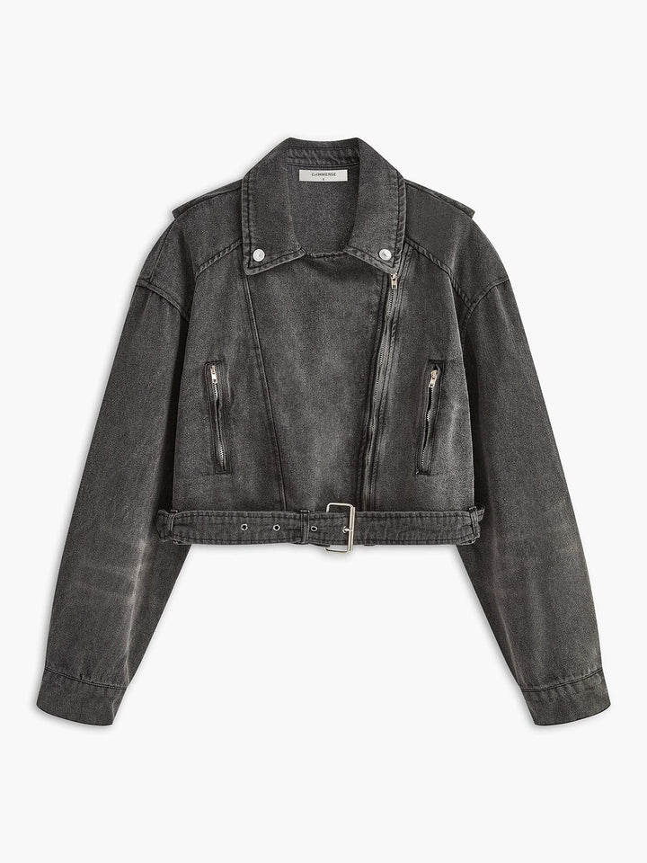 Floriane | Veste de moto noire courte pour femmes