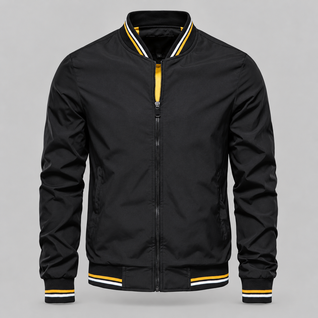 Blouson Bomber Homme Col Et Poignets Rayés