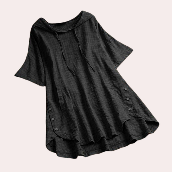 Valérie | Tunique à capuche noire oversize pour femmes