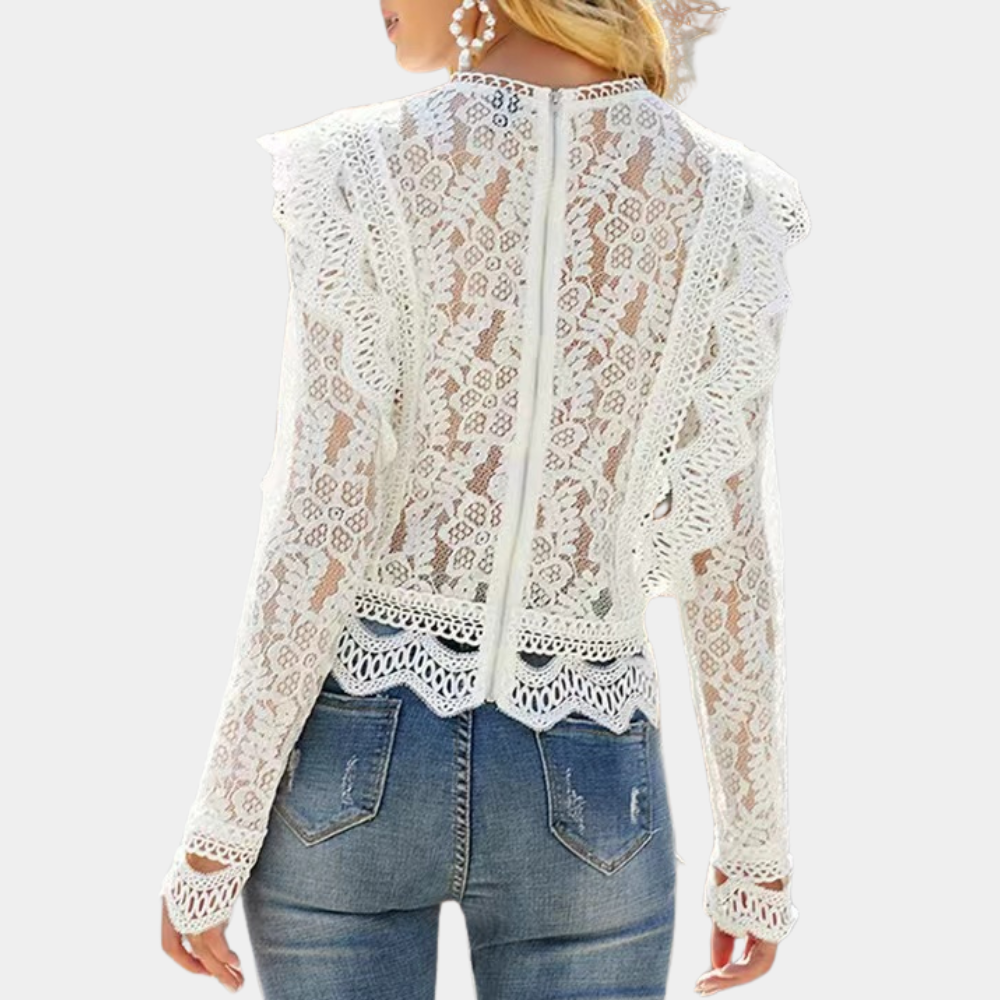 Zélie | Blouse élégante en dentelle blanche pour femmes