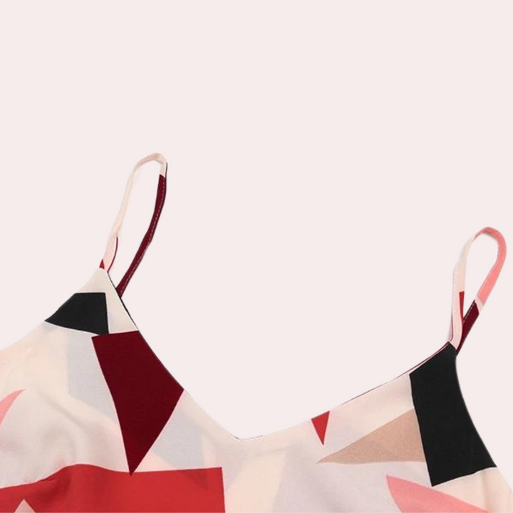 Belle - Robe Midi Élégante Plissée à Imprimé Géométrique