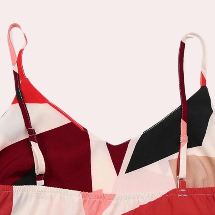 Belle - Robe Midi Élégante Plissée à Imprimé Géométrique