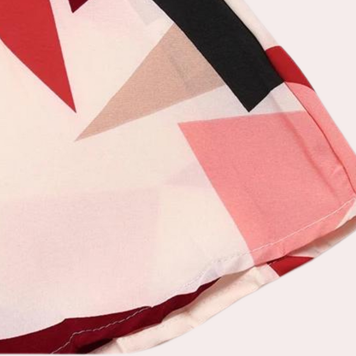 Belle - Robe Midi Élégante Plissée à Imprimé Géométrique