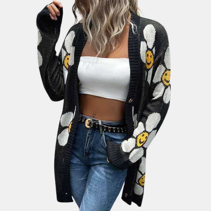 Lucine - Cardigan à imprimé floral joyeux pour femmes