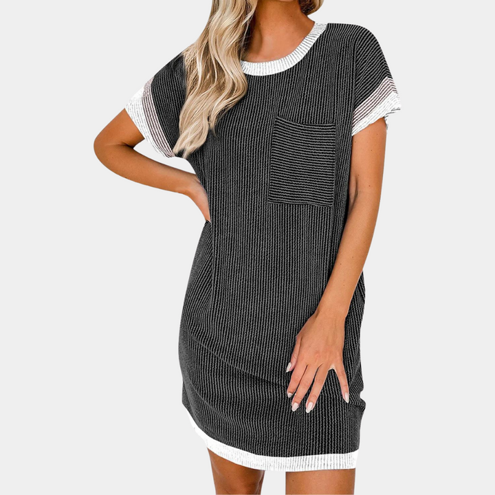 Henriqua - Robe chemise texturée à manches courtes pour femmes