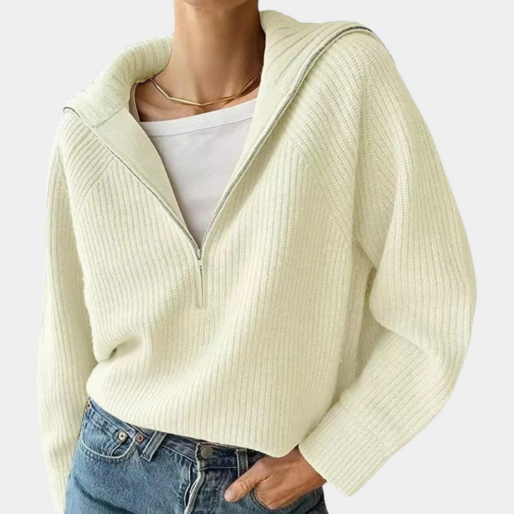 Olina - Top tricoté pour femmes avec demi-fermeture à glissière
