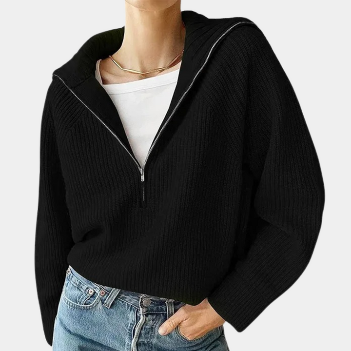 Olina - Top tricoté pour femmes avec demi-fermeture à glissière