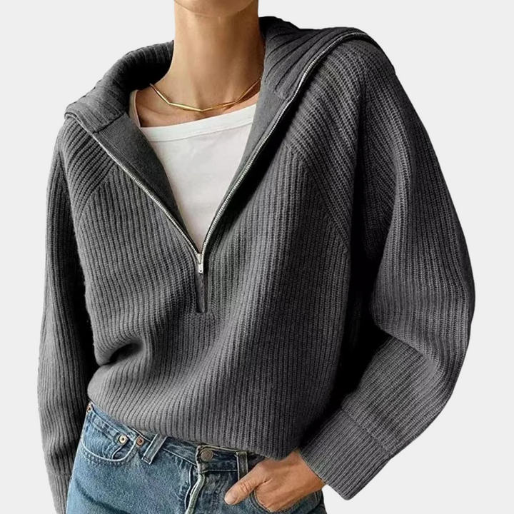 Olina - Top tricoté pour femmes avec demi-fermeture à glissière