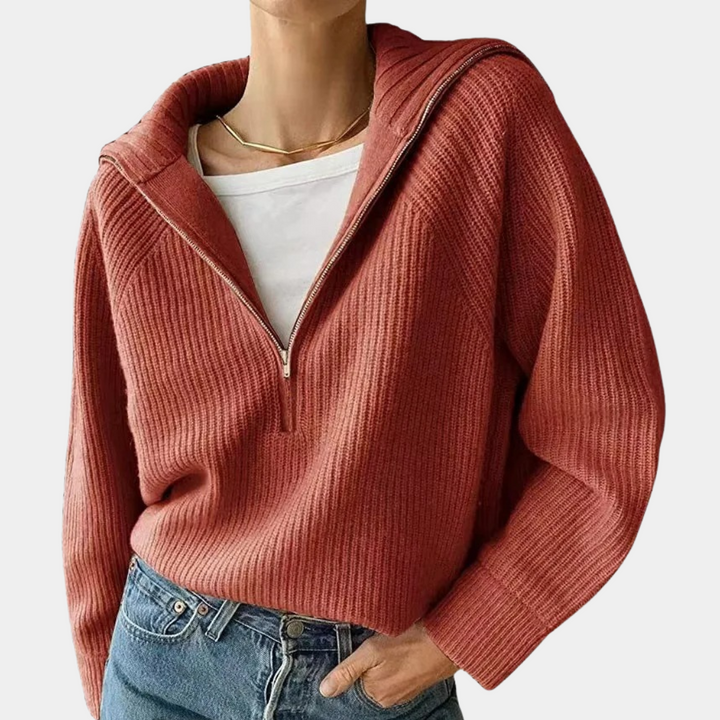 Olina - Top tricoté pour femmes avec demi-fermeture à glissière