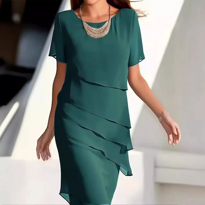 Karmen - Robe midi élégante en mousseline avec des couches douces
