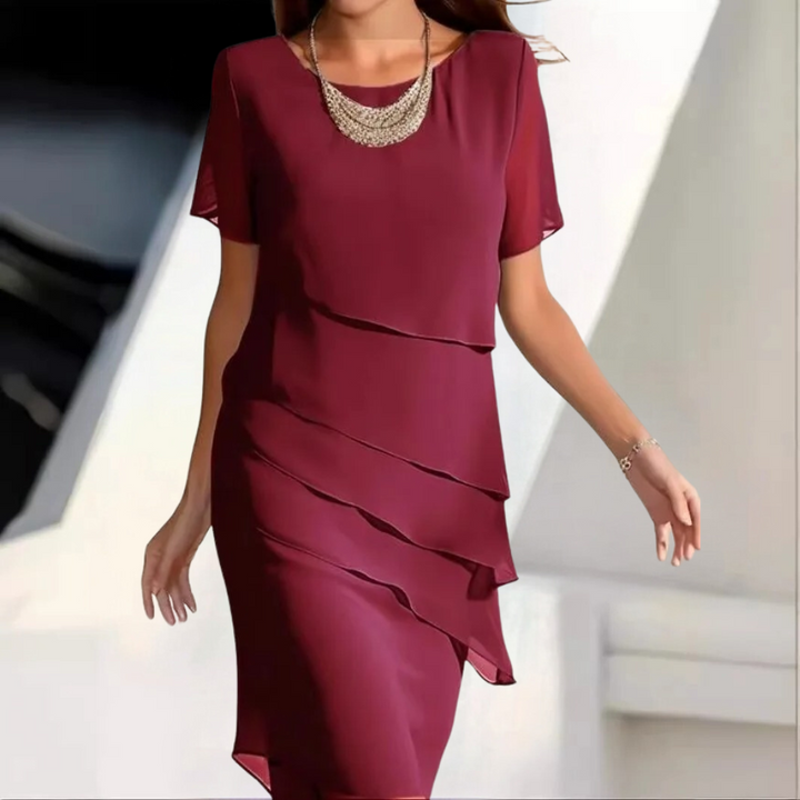 Karmen - Robe midi élégante en mousseline avec des couches douces