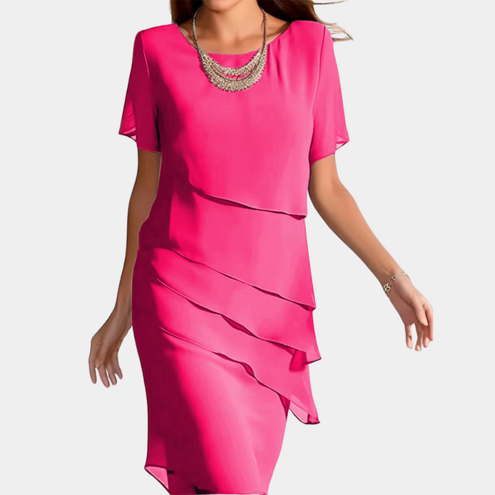 Karmen - Robe midi élégante en mousseline avec des couches douces