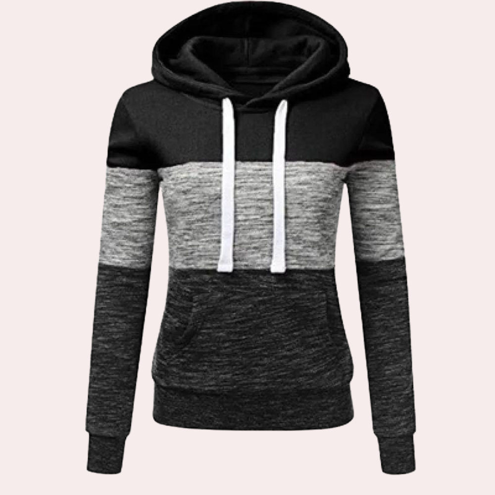 Siobhan - Pull à capuche et cordon de serrage color block pour femmes