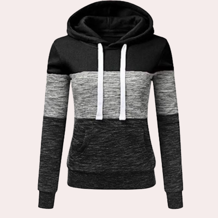 Siobhan - Pull à capuche et cordon de serrage color block pour femmes