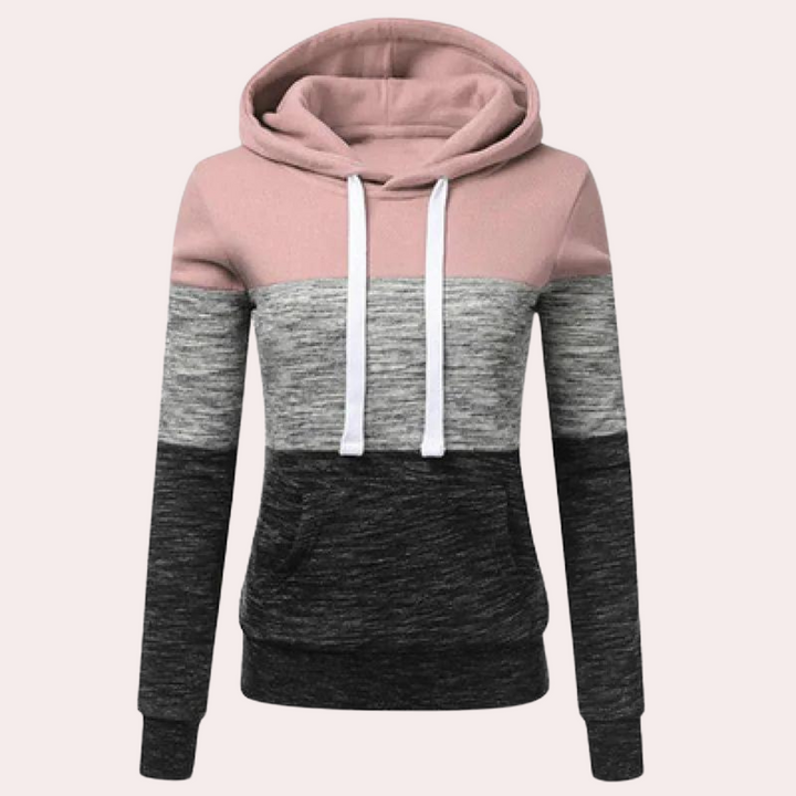 Siobhan - Pull à capuche et cordon de serrage color block pour femmes