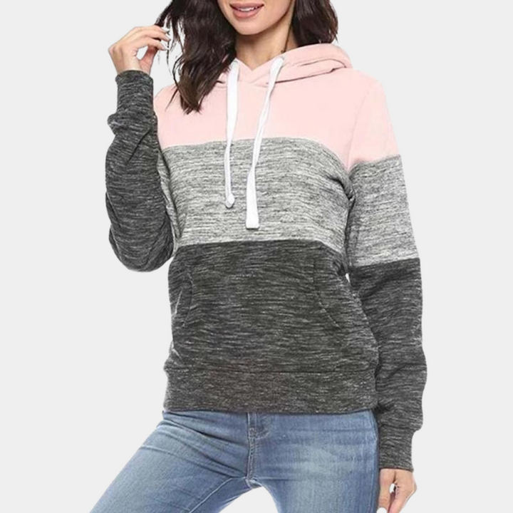 Siobhan - Pull à capuche et cordon de serrage color block pour femmes