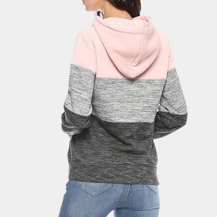 Siobhan - Pull à capuche et cordon de serrage color block pour femmes