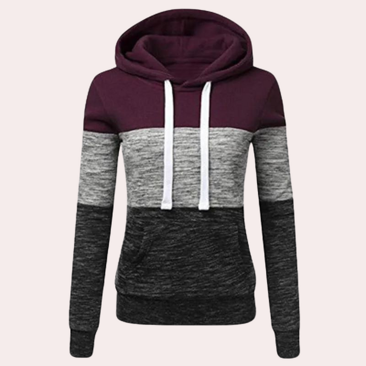 Siobhan - Pull à capuche et cordon de serrage color block pour femmes