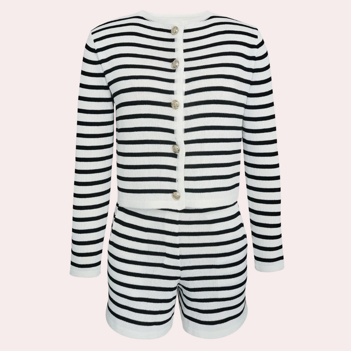 Tassa - Ensemble Élégance Rayée en Cardigan et Short