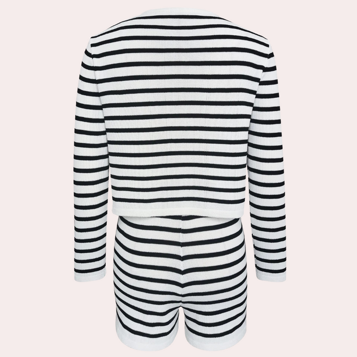 Tassa - Ensemble Élégance Rayée en Cardigan et Short