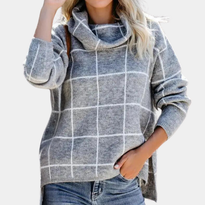Elda - Pull à carreaux tendance pour femmes
