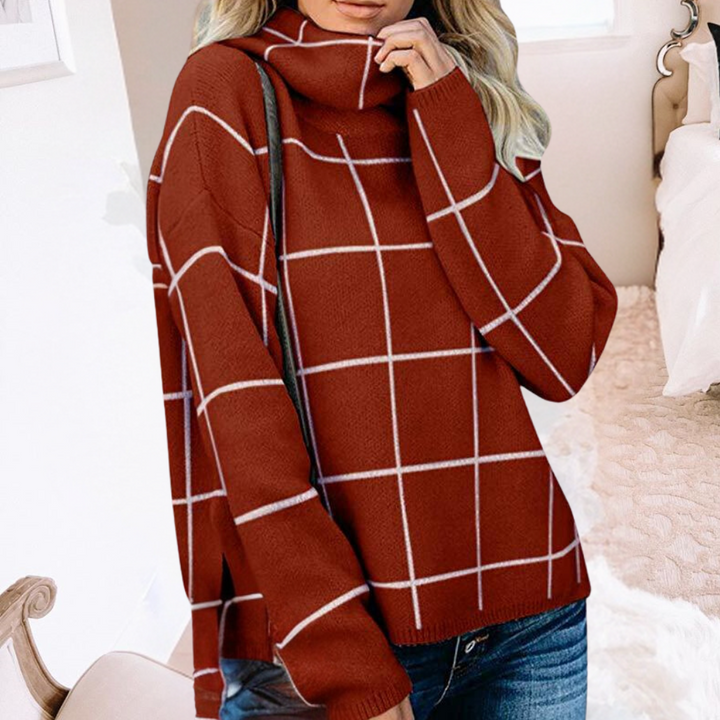 Elda - Pull à carreaux tendance pour femmes