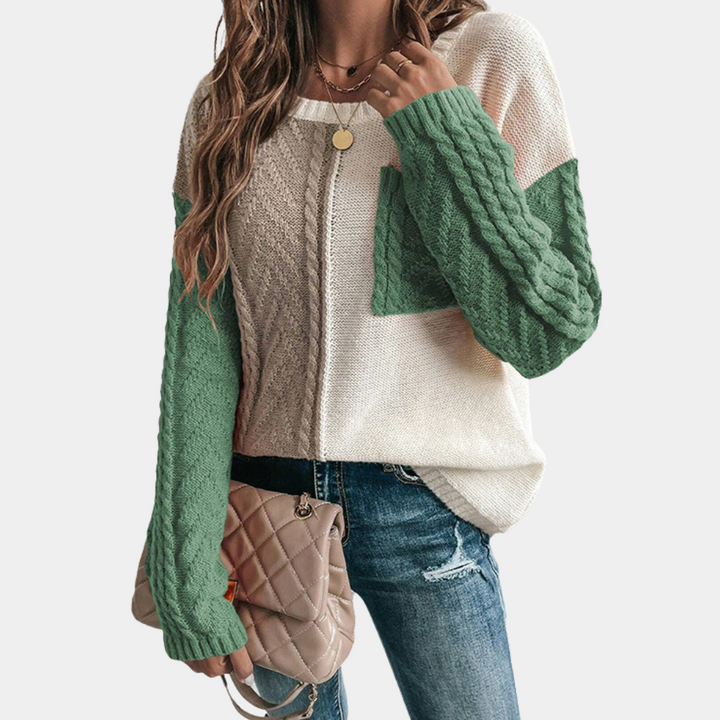 Lorna - Élégant pull en tricot avec épaule tombante stylisée