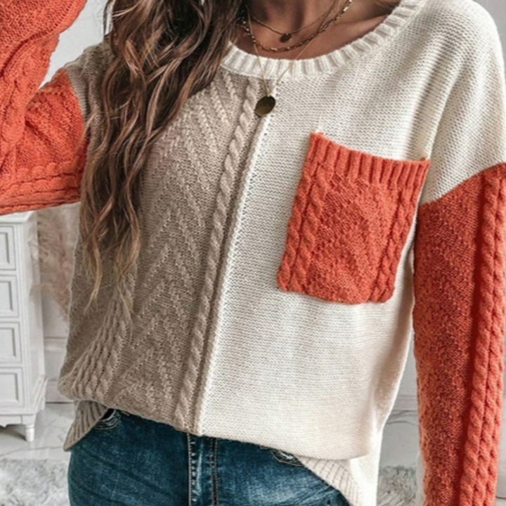 Lorna - Élégant pull en tricot avec épaule tombante stylisée