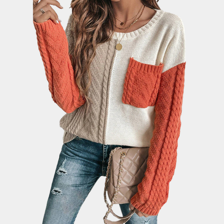 Lorna - Élégant pull en tricot avec épaule tombante stylisée