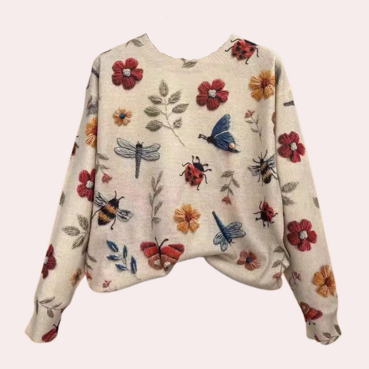 Amira - Pull Confort à Motifs Floraux pour Femmes