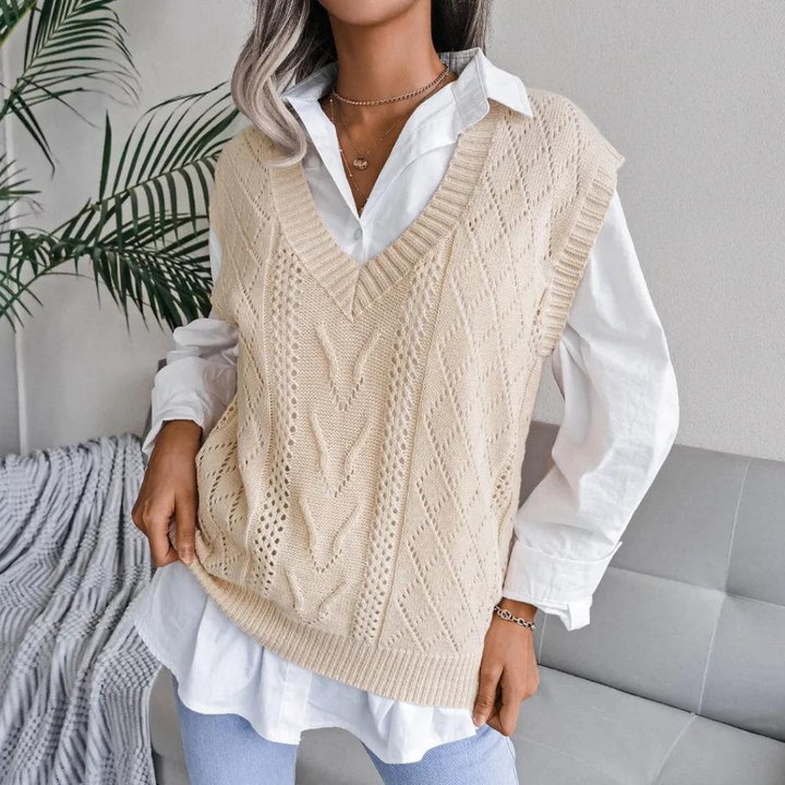Arlette - Gilet Élégant à Col en V pour Femmes