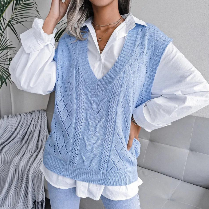 Arlette - Gilet Élégant à Col en V pour Femmes