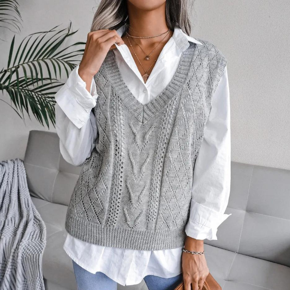 Arlette - Gilet Élégant à Col en V pour Femmes
