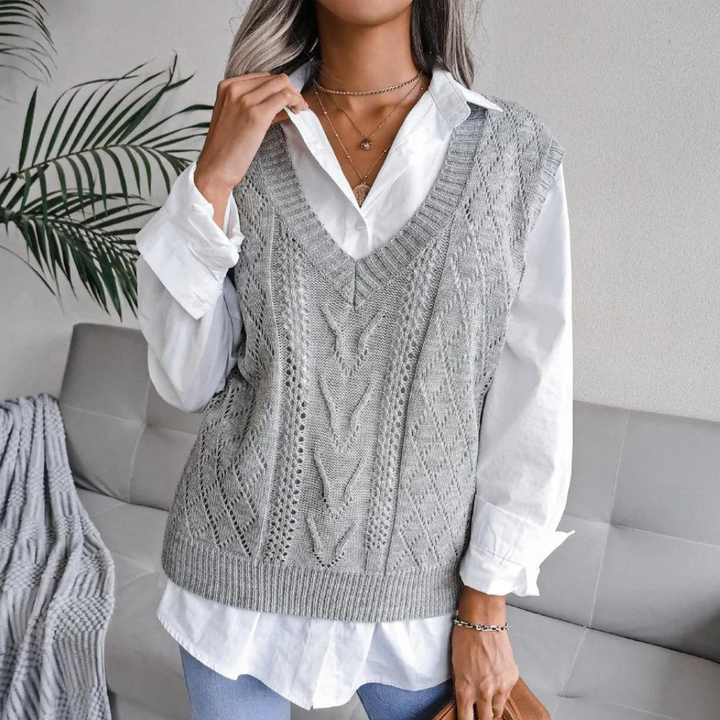 Arlette - Gilet Élégant à Col en V pour Femmes