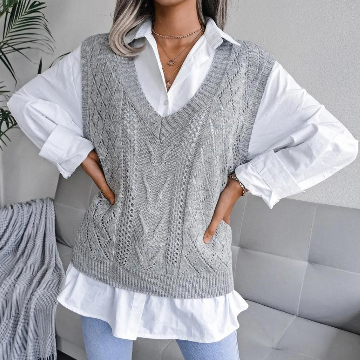 Arlette - Gilet Élégant à Col en V pour Femmes