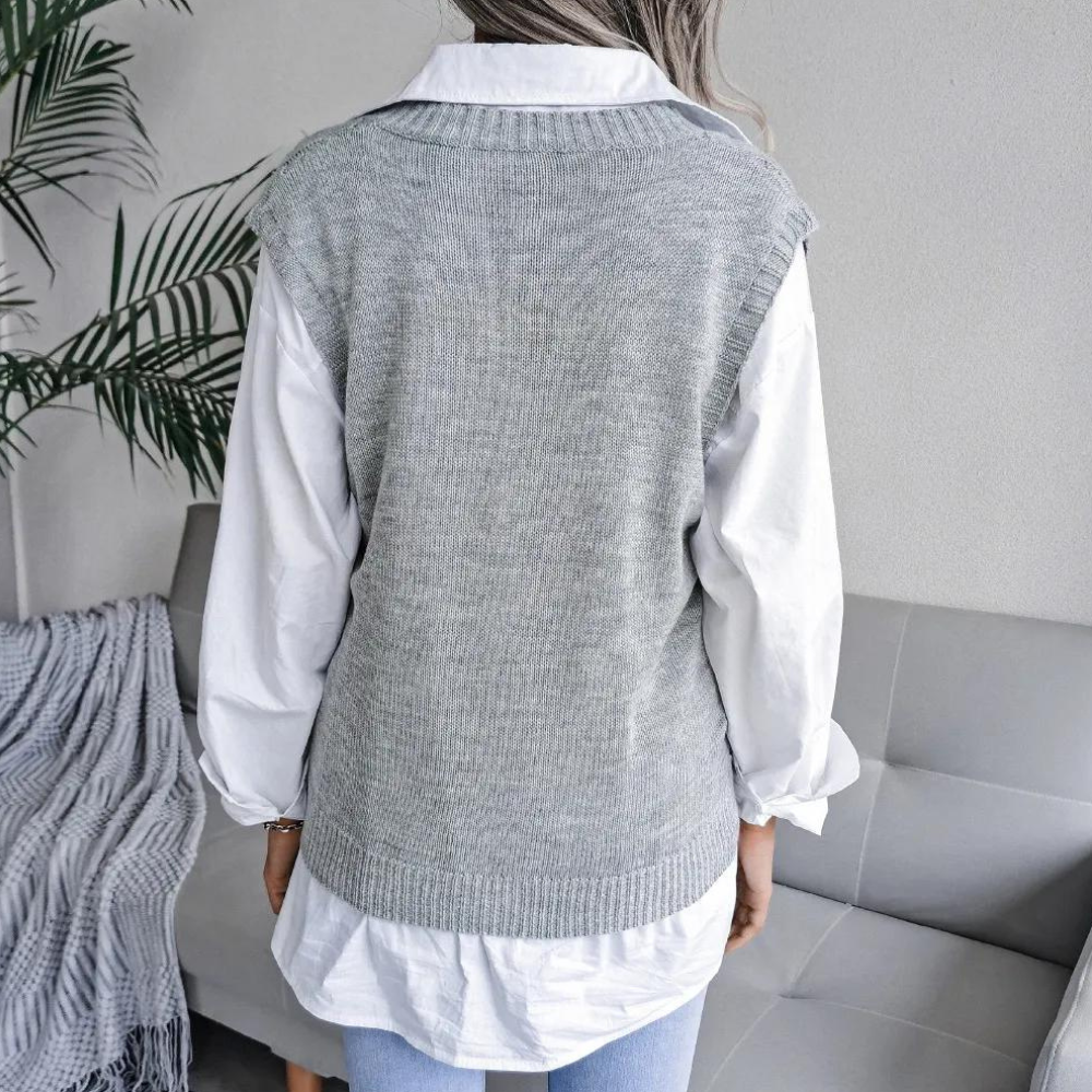 Arlette - Gilet Élégant à Col en V pour Femmes