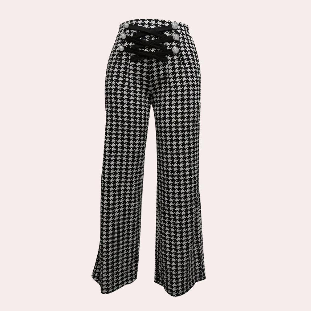Zahara - Pantalon moderne pied-de-poule pour femmes