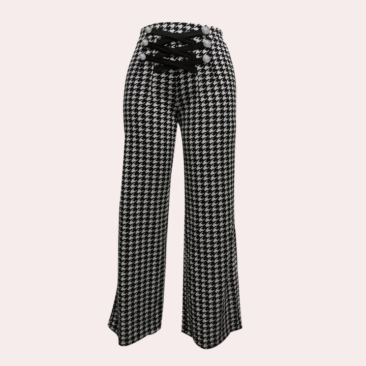 Zahara - Pantalon moderne pied-de-poule pour femmes