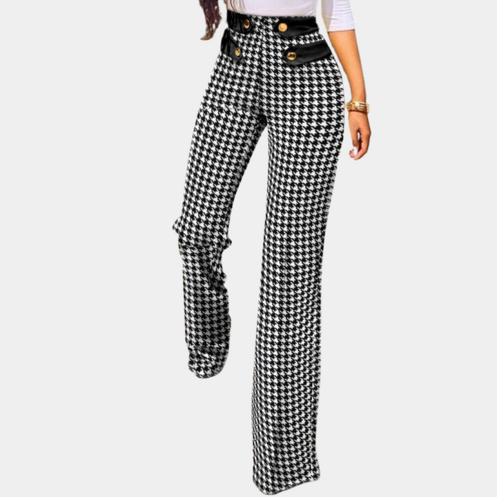 Zahara - Pantalon moderne pied-de-poule pour femmes