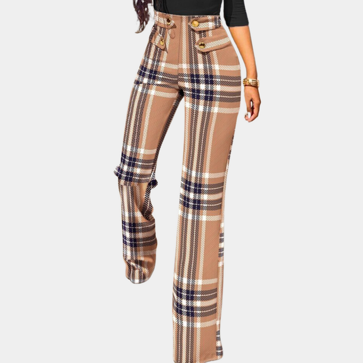 Zahara - Pantalon moderne pied-de-poule pour femmes