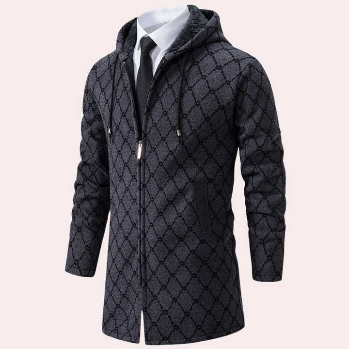 Thanasis - Gilet Long à Capuche Élégance pour Hommes