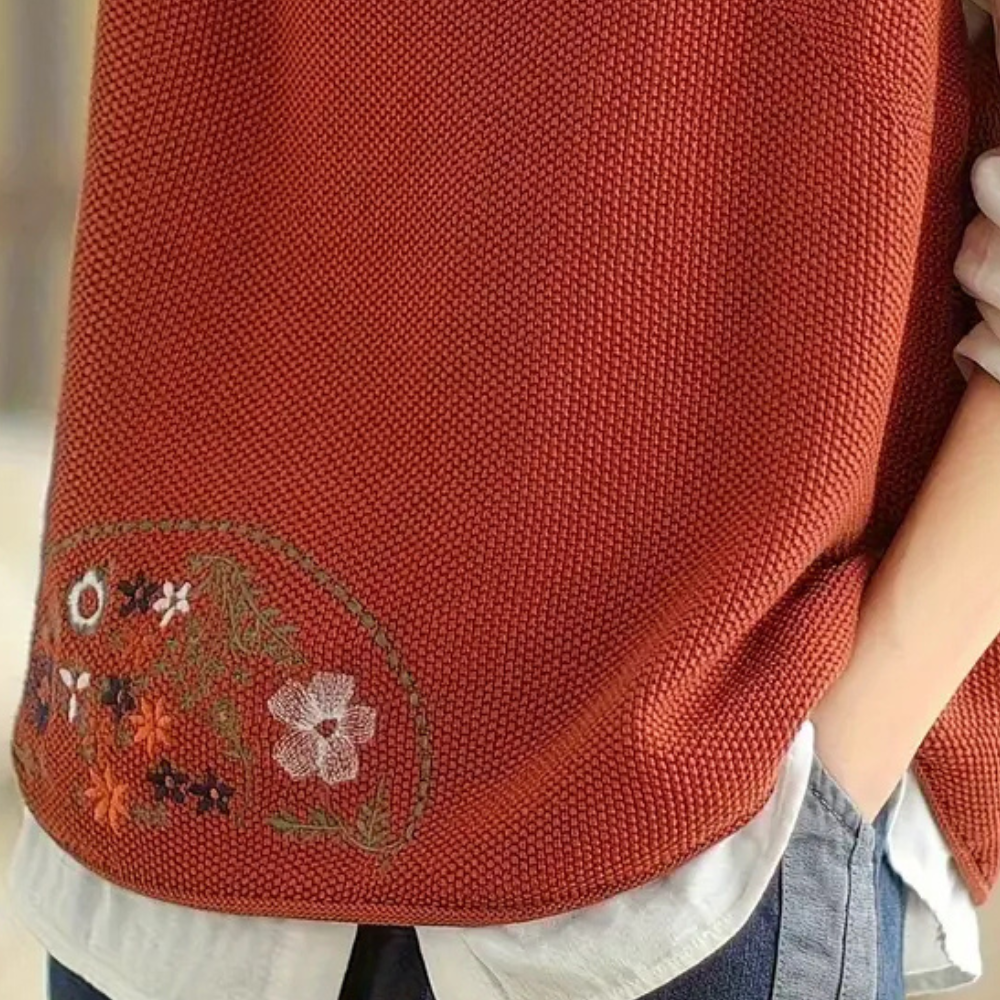 Penina - Gilet brodé à motif floral pour femmes