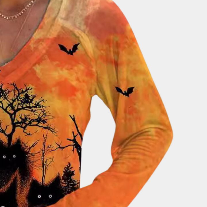 Rella - T-shirt Halloween Femme à Col en V