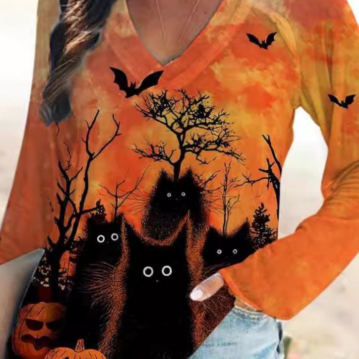 Rella - T-shirt Halloween Femme à Col en V