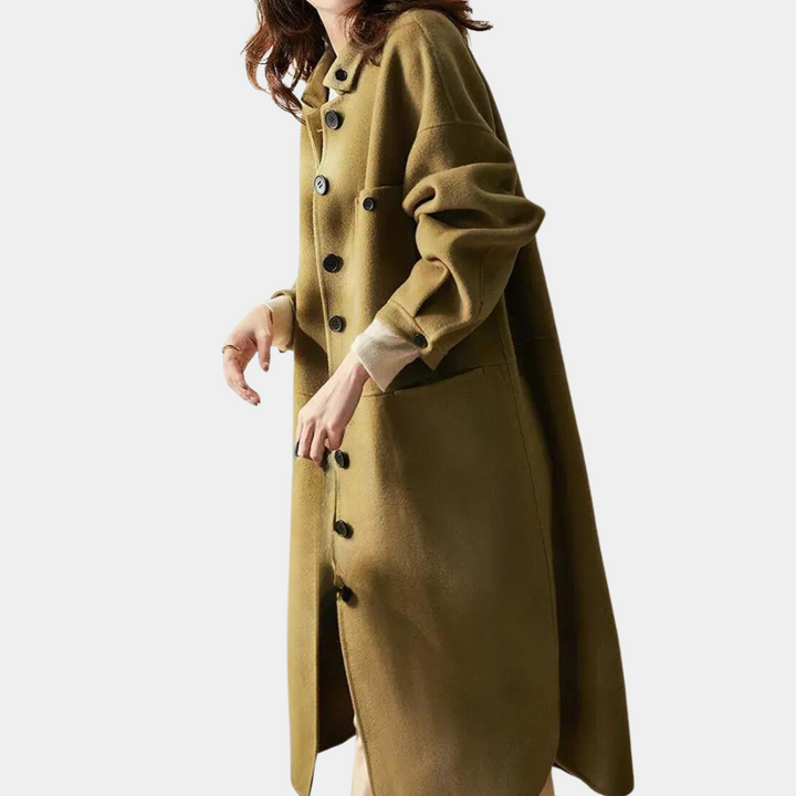 Sibylla - Élégant trench-coat long en laine pour femmes