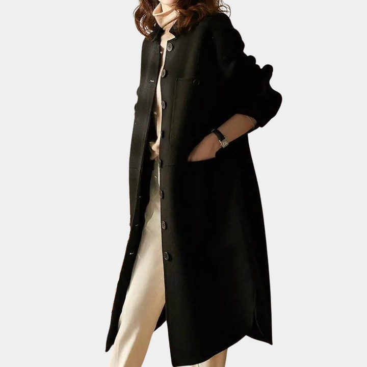 Sibylla - Élégant trench-coat long en laine pour femmes