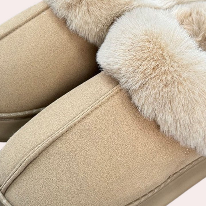 Chaussons Mules Doublés Fourrure à Semelle Épaisse pour Femme